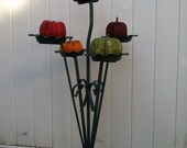 wrought iron flower pot holder blue vintage