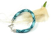 Bead Crochet Bracelet. Blue and Turquoise Bracelet. Beaded Bracelet. Rope Bracelet. Colored Bracelet. Toho Seed Beads Bracelet.