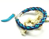 Kumihimo Bracelet. Manually Weaved Bracelet. Satin Bracelet. Handmade Bracelet. Bracelet with Turquoise.