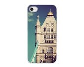 London iphone case 4 4s Tower Bridge gadget cell phone accessory cover geekery European British chic fine art photograph blue turquoise