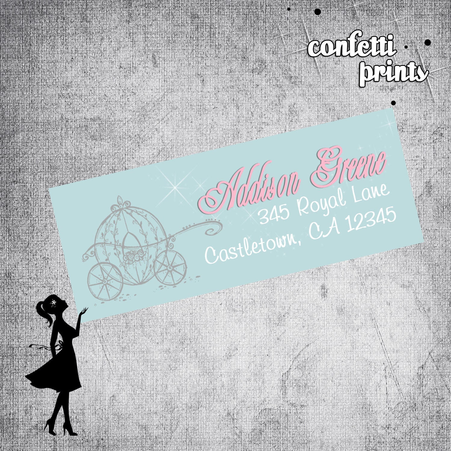 CINDERELLA Personalized Address Label Printable Il_570xn