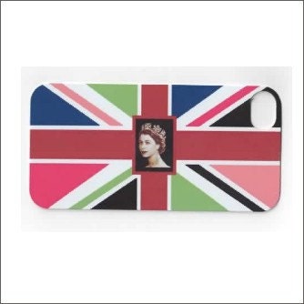 Funky Union Jack iphone 4 case, iphone 4s case, queen elizabeth