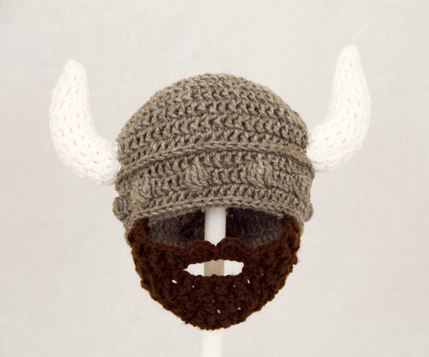 Viking Beard Hat, Grey Crochet Hat with any Color Beard, send size choice baby - adult