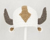 Appa the Flying Bison Hat from Avatar the Last Airbender, White Crochet Beanie, send size choice baby - adult