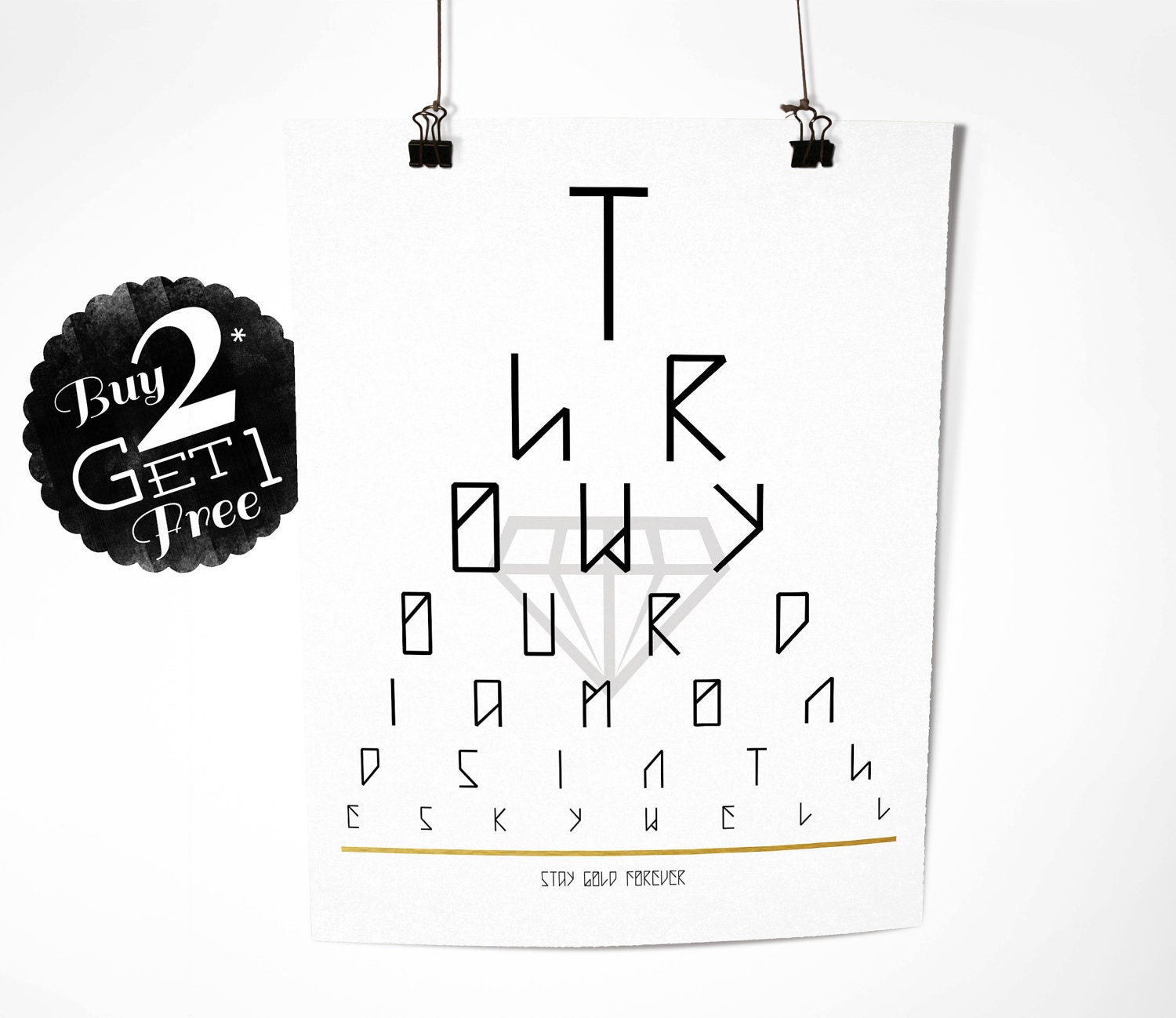 Gold Forever Eye Chart, 8x10 Print, Art Print and Home Decor 15 percent OFF RIGHT NOW and Buy 2 Get 1 Free