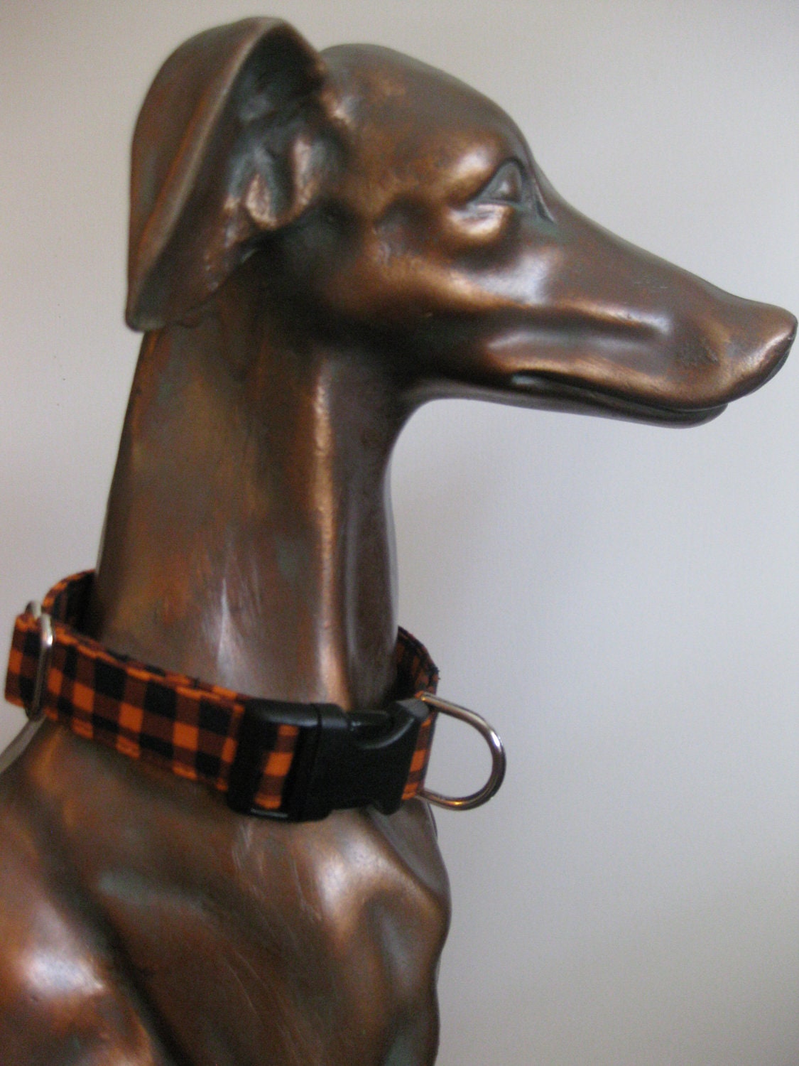 Orange and Black Plaid Dog Collar Halloween Fall