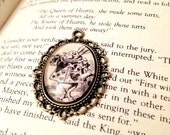 White Rabbit from Alice's Adventures in Wonderland Lewis Carroll Antiqued Bronze Victorian Literature Book Page Necklace