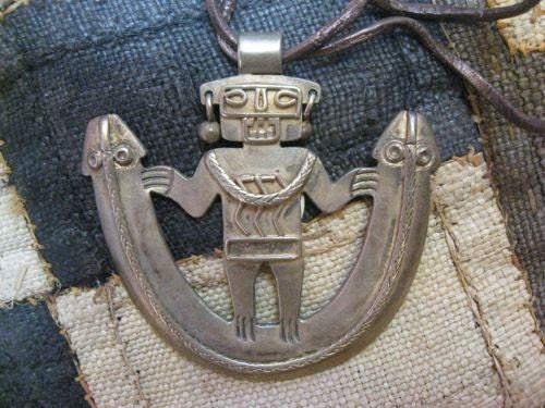 VintageMixed Metal Artist Pendant inspired by Ancient Incan culture