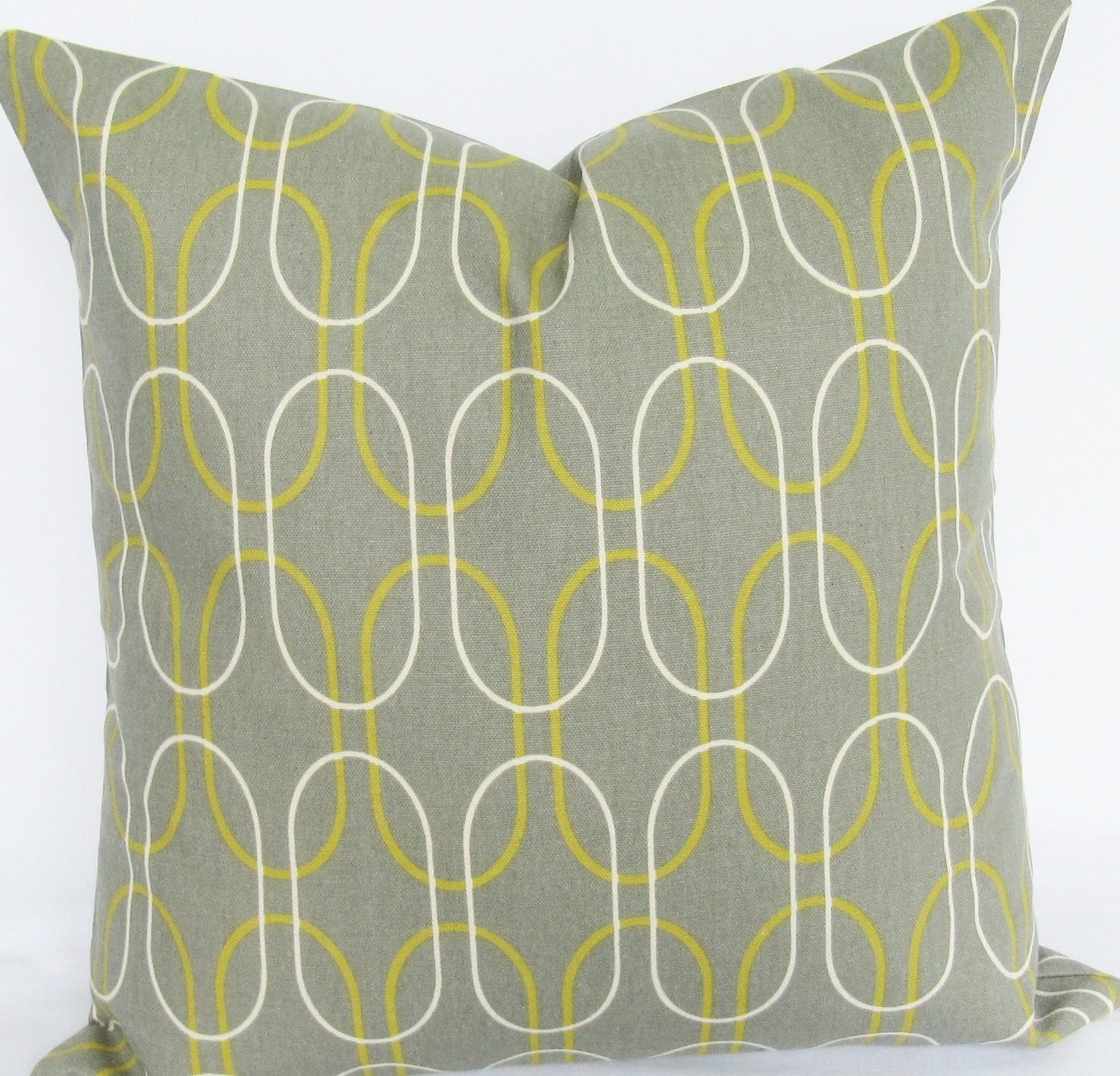 Decorative throw Pillow Cover Grey yellow citrine 20x20 shiba summerland modern geometric same fabric front and back FREE SHIP