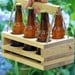 Wood 6-Bottle Beer Carrier-- Homebrew Gift