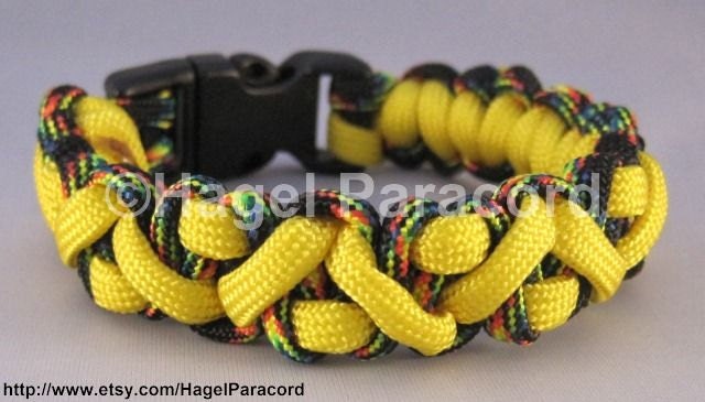 Galaxy with Bright Yellow trim Crooked River weave paracord bracelet
