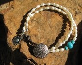 Leather and Pearls multi-strand bracelet - RIVIERA BLANCA
