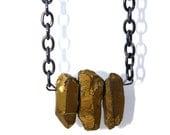 Golden Quartz Chakra Opening Short Necklace - Nickel Free - Raw Titanium Aura Quartz Crystal for Opening and Energizing Your Chakras