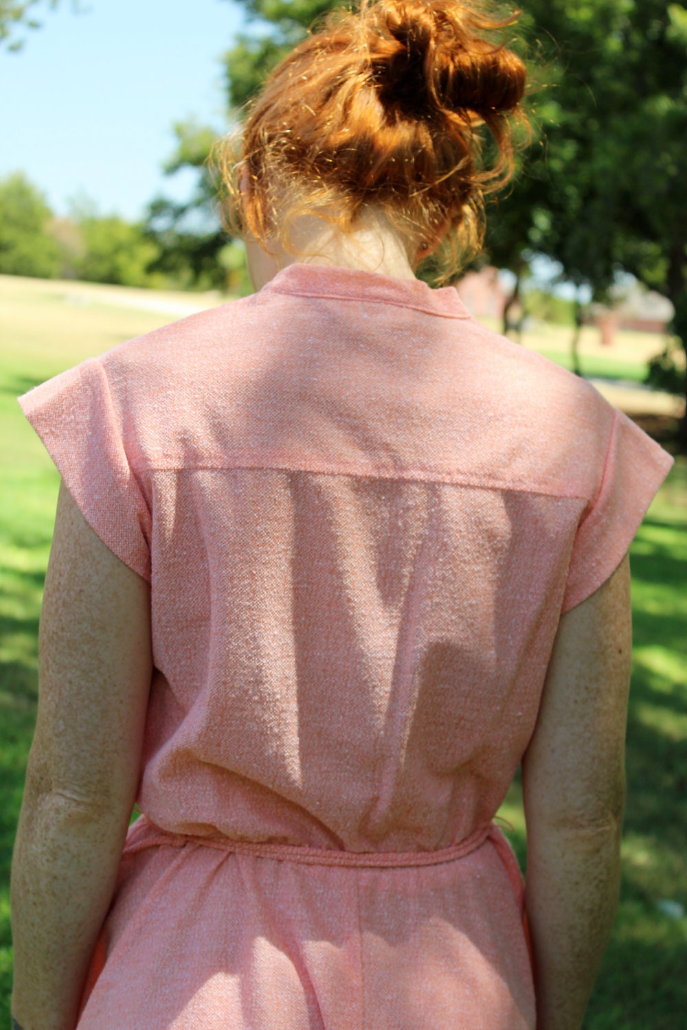 1970s Peachy Keen Knit Dress Medium