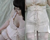 Vintage 1930s Corset Girdle with Suspenders Laced front by Gossard - Peachy pink