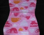 Flannel & Terrycloth Burp Cloth - Pink Teacups - FREE SHIPPING if ordered with another item -