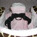 Bumbo seat slip cover, with my Original design of covered seat belt slots Zebra and hot pink minky