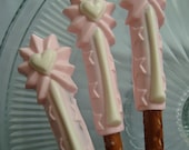 12 Chocolate Princess Queen Wand Pretzels Birthday Party Favors Pink
