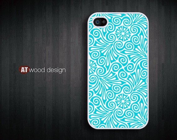 special phone case Hard case Rubber case iphone 4 case iphone 4s case New Iphone 5 case blue flower graphic design printing