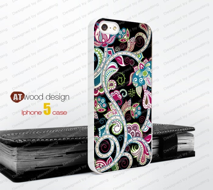 colorized illustrator flower black ground iPhone 5 cases Hard case Rubber case Iphone 4 case womens iphone 5 cover