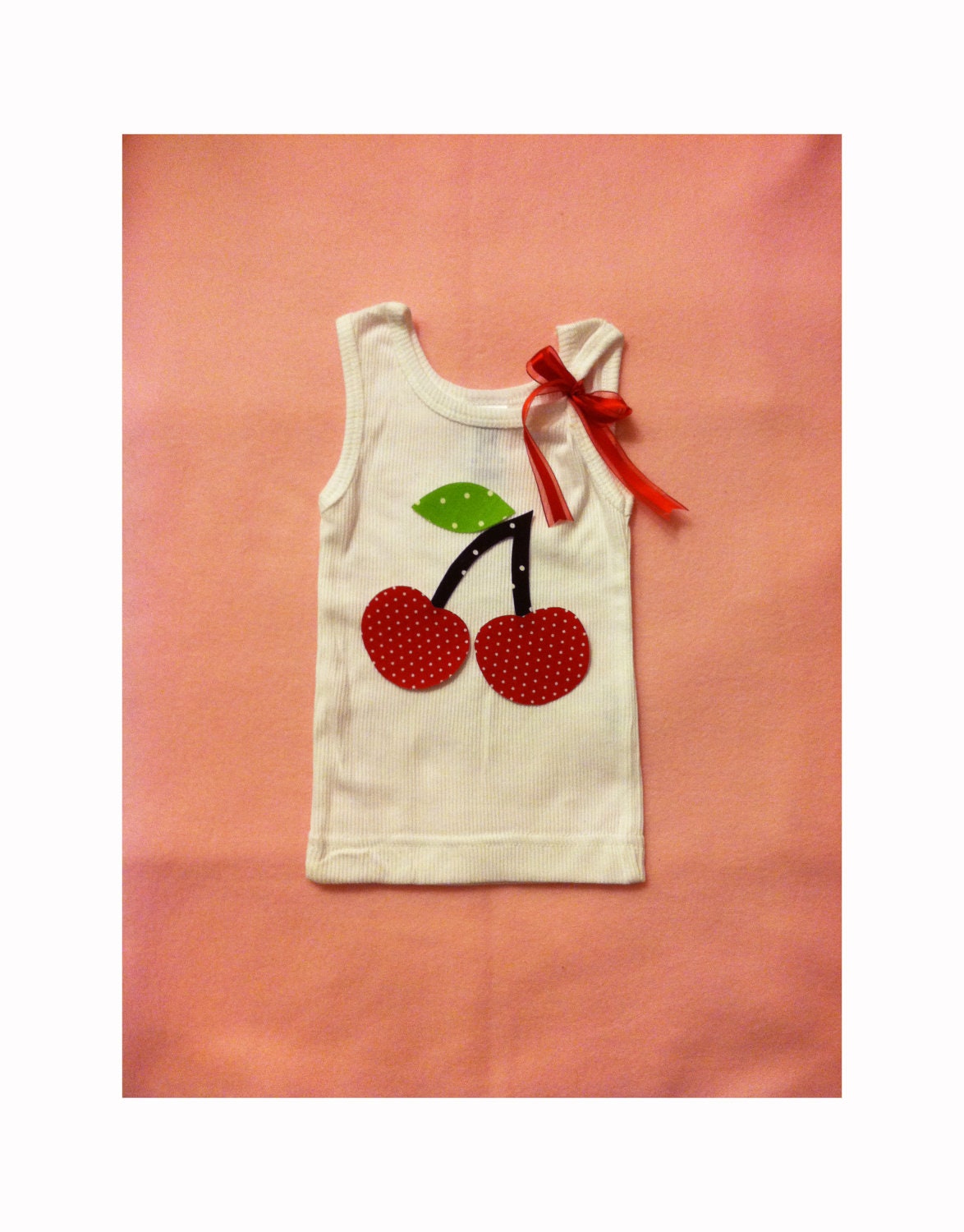 Baby Girl Clothes Outfit Cherry Tank Top and Red Lace Diaper Cover Outfit