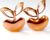 RENOIR Copper Earrings Modern Cherry Apple Vintage 1950s Clip On Collectable Jewelry