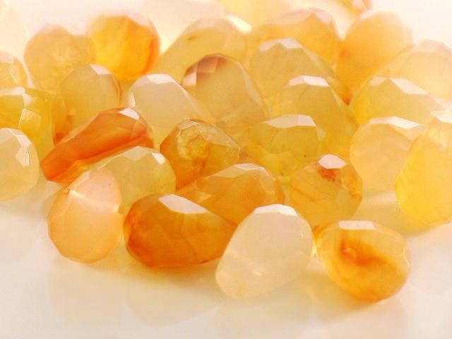 Natural Carnelian Faceted Teardrop Briolette Beads Orange and Clear AAA Quality.12x8mm Gemstone For Handmade Jewelry Design