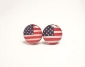 AMERICA - American Flag Earrings by hopestarbound