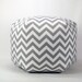 24 Inch Contemporary Modern Floor Ottoman Pouf Pillow Storm Gray and White Chevron Zig Zag