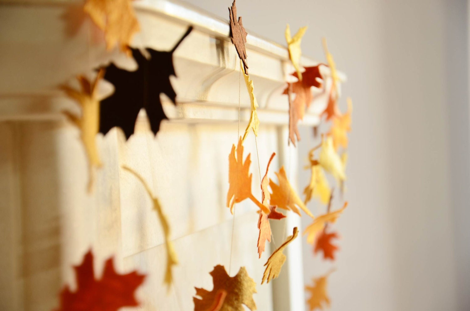 Fall Wedding Decoration. Fall Foliage. Felt Garland in Autumn Colors. Thanksgiving decoration - CoutureByAyca