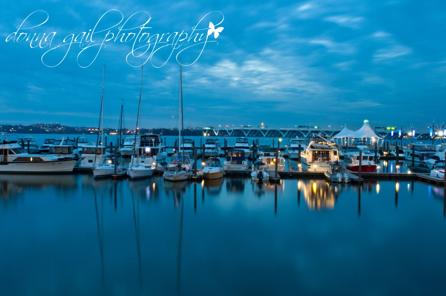 11x14 or 12x18 Frame Ready Linen Texture Print of Boats on the National Harbor, Maryland By the Waters Edge Gallery, no.221