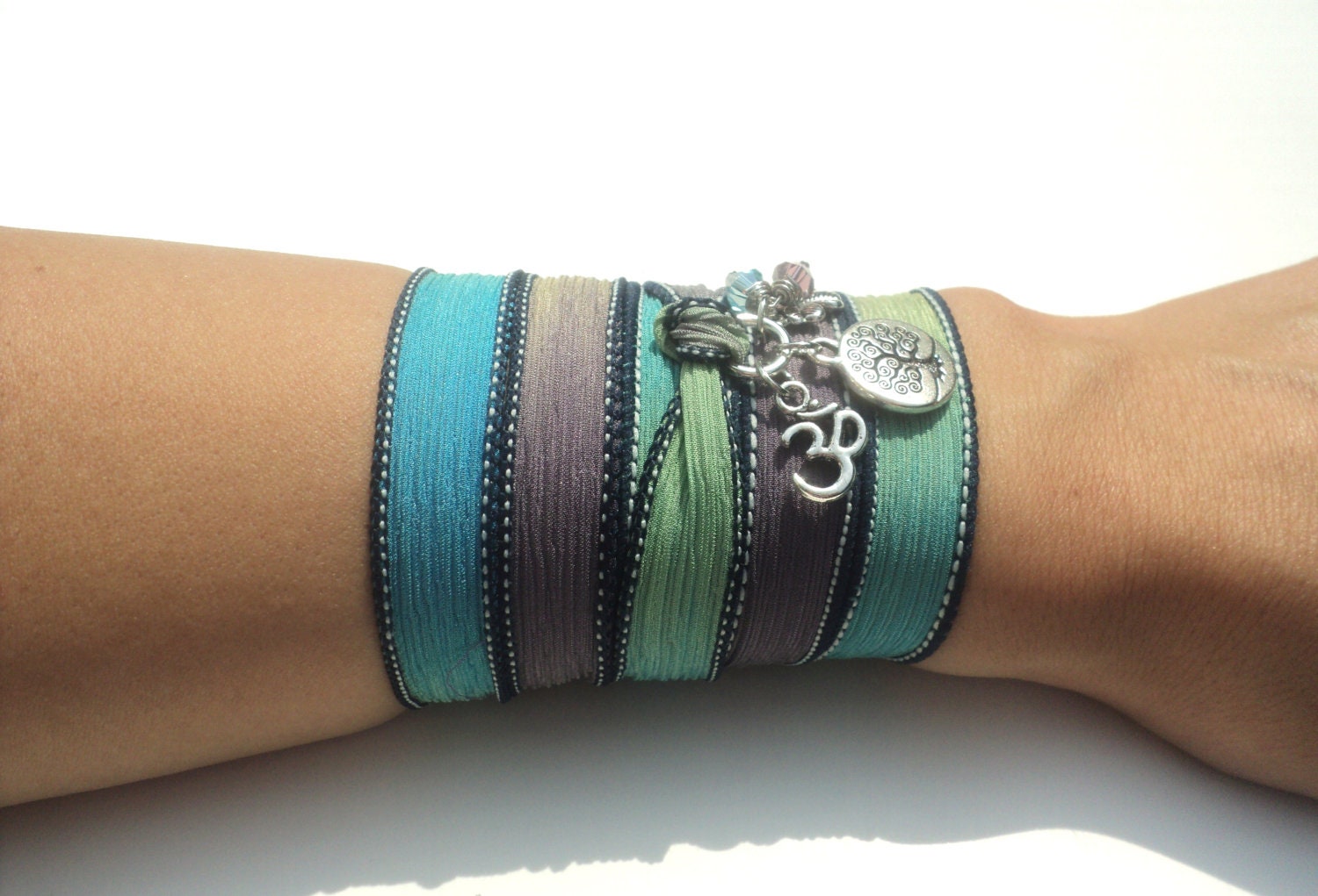 Tree of Life Silk Wrap Bracelet Om Jewelry Yoga Namaste Mother Nature Earthy Necklace Unique Christmas Gift For Her Under 50 Item S91