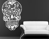 Sugar Skull Wall Decal dia de los muertos Vinyl Sticker Art Mexican Sugar Skull