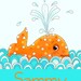 Orange Whale Nautical Ocean Kids Wall Art Personalized Children Decor 8x10 print boys nursery
