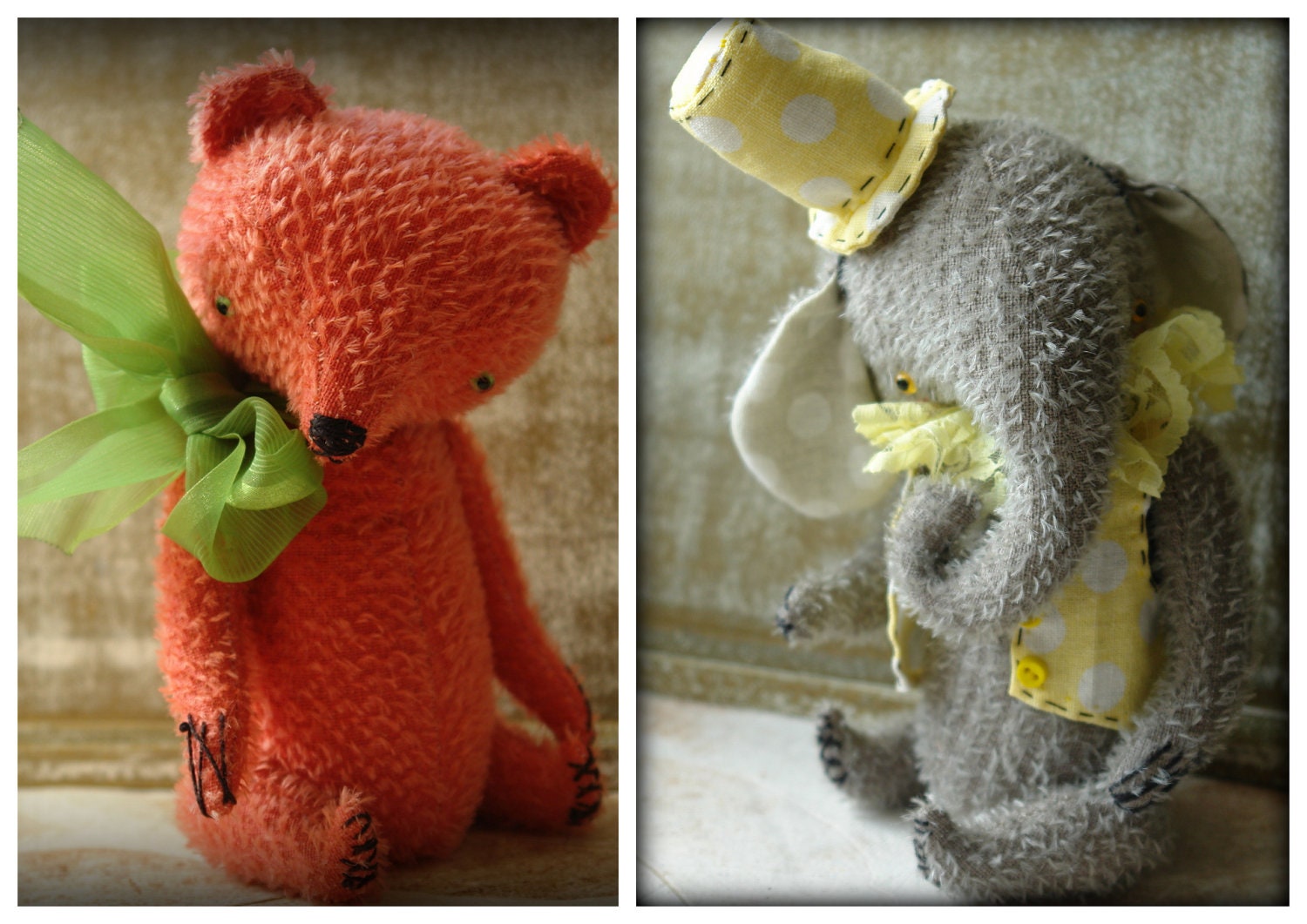 SUPER DEAL 2 PDF Epatterns for 8 inch Handmade Artist Teddy Elephant Mr Lemon and Bear Strawberry by Sasha Pokrass