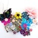 OOAK Flower Garden Brooch Necklace - Mixed Media Butterfly Necklace - Colorful Rhinestone Flower Necklace - Large Statement Necklace