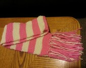 SALE Knitted Girl's Scarf Bubblegum Pink and White Toddlers, Children