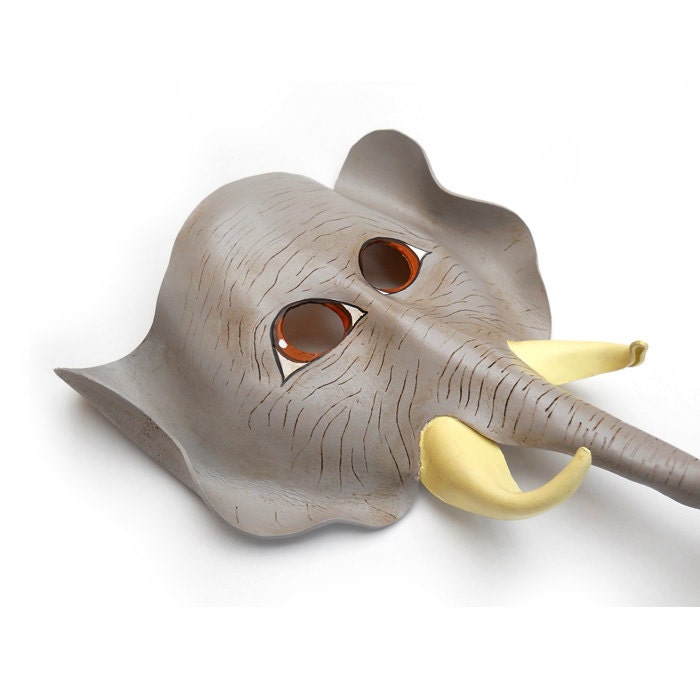 Elephant Leather Mask African Animal for kids boys girls children and adults Earth Day Gift Halloween Carnival Circus Costume Party