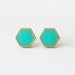 Turquoise Geometric hexagon stud earrings