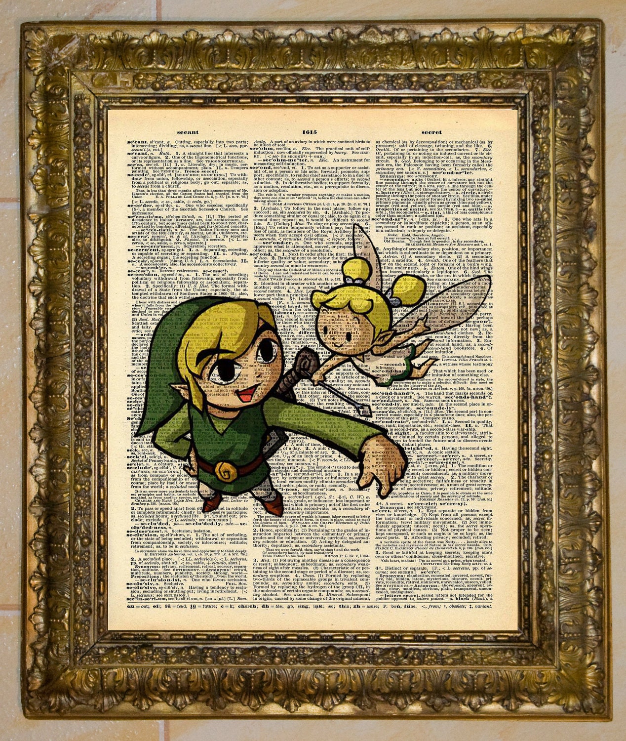 Legend of Zelda Link and Navi Dictionary Art