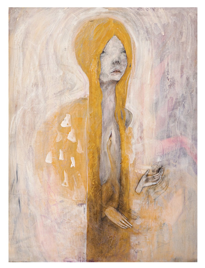 Breached (Swan, Gold, Breath) - 9x12 Giclee Watercolor Print