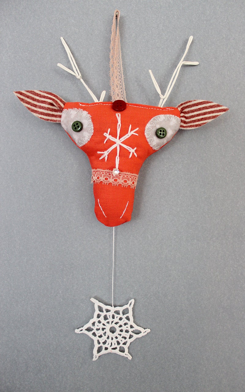 Textile Christmas Deer with snowflake