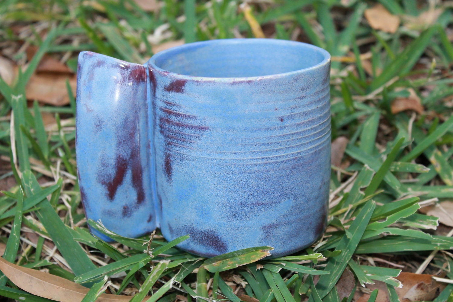 Curve Handle Mug, Blue Purple Mat Cone 6 Glaze Mug