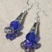 Cobalt blue and lilac crystal silver chandelier earrings.