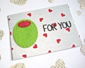 OLIVE FOR YOU postcard, a romantic greeting card just because you're in love
