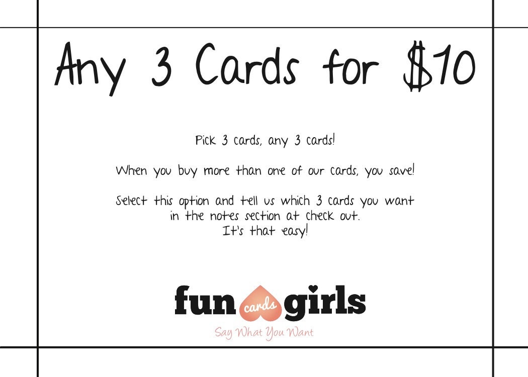Funny Cards- Any 3 cards - Your Choice - super awesome