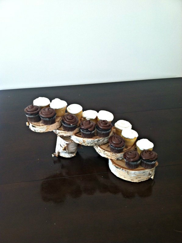 Rustic Birch wood Cupcake Stand staircase design home decor jewelry display