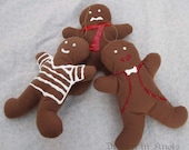 Gingerbread Men Ornaments - Soft Fabric Christmas Ornaments - set of 3 - SALE