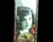 Altered Art Girl Microscope Slide Necklace