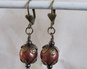 Beautiful bronze tone pearl earrings Handmade Bespoke